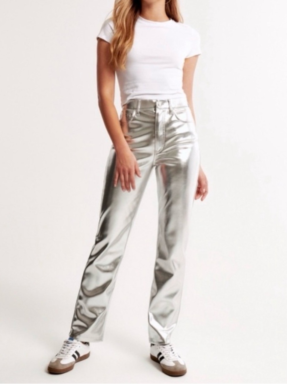 Abercrombie & Fitch Curve Love Silver 90s Relaxed High-Rise Pants 4/27